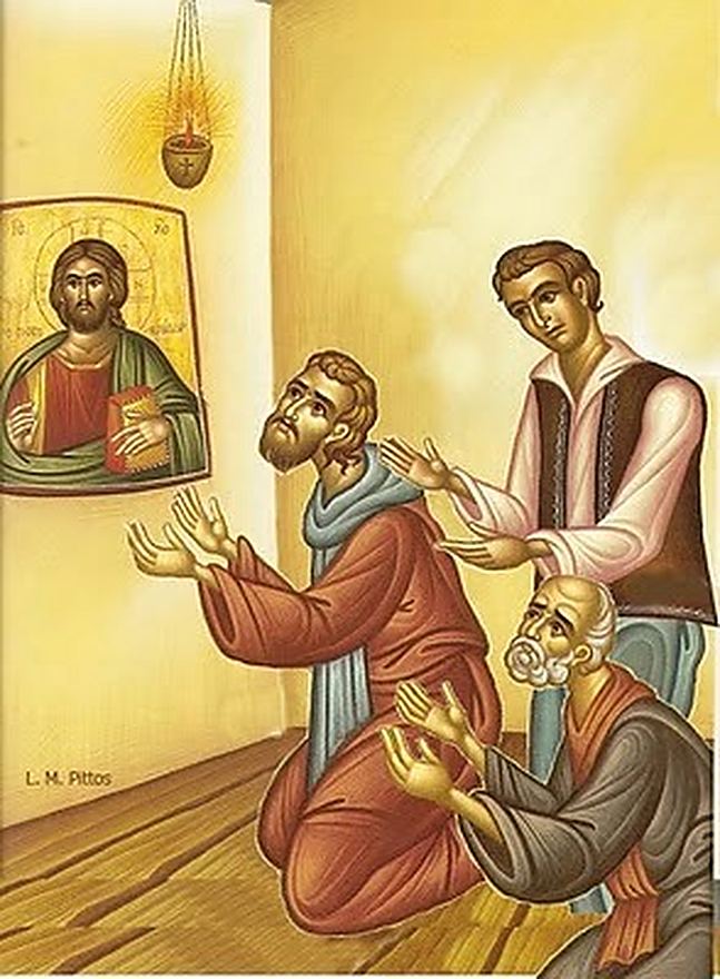 Prostrations before the icon